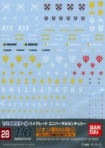 Bandai 028(145081) Gundam Decal for HGUC 1/144 Mobile Suit - Principality of Zeon (1)
