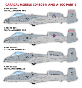 Caracal Models CD48034 1/48 Air National Guard A-10C Warthog Part 2 (Decals)