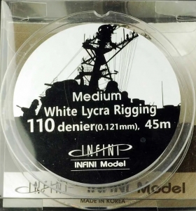 Infini Model IR-1102W Medium White Lycra Rigging [110 denier(0.121mm), 45m(145ft)] (for 1/200~1/350 Ship)